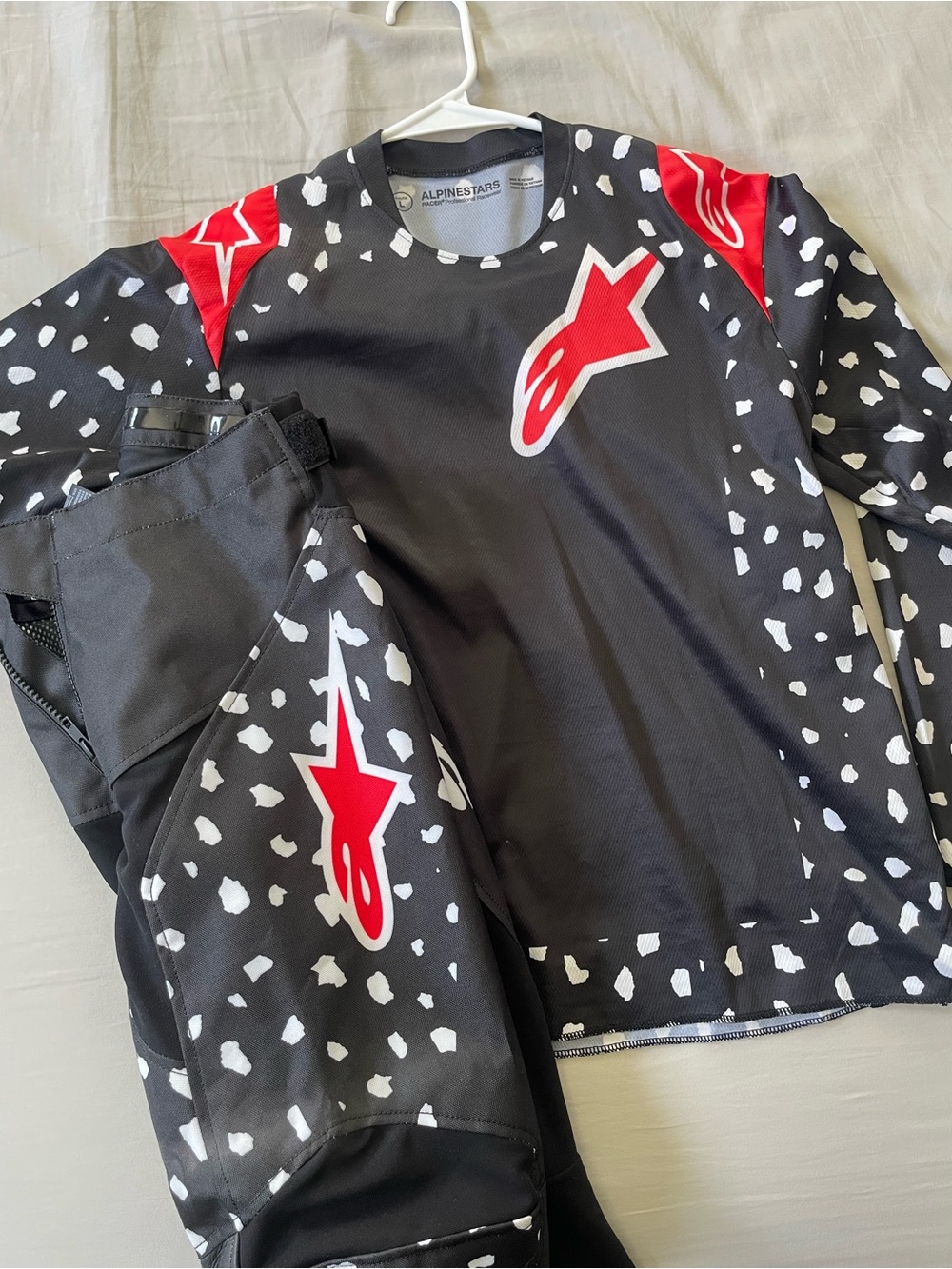 Alpinestars Black & Red Dot Kids Long Sleeve Motocross Jersey and Pants Set
